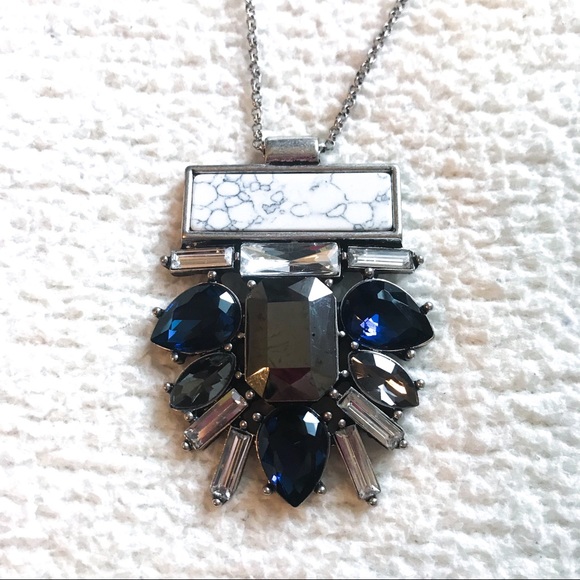 *HP* Navy and Silver Howlite Double Layer Necklace - Picture 4 of 5